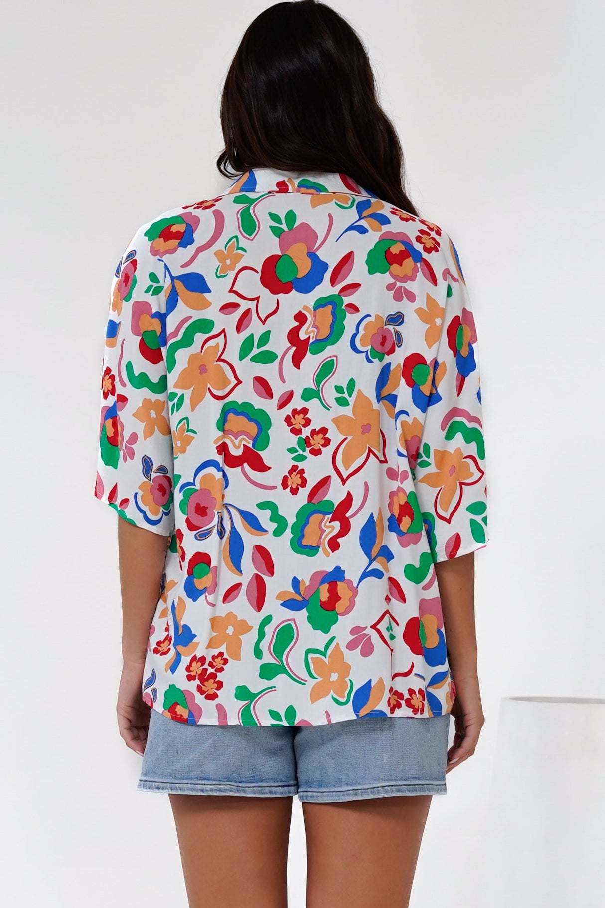 Remira Shirt - Collared Boxy Cut Short Sleeve Shirt in Leland Print