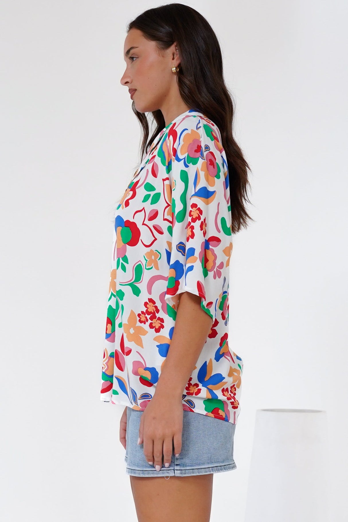 Remira Shirt - Collared Boxy Cut Short Sleeve Shirt in Leland Print