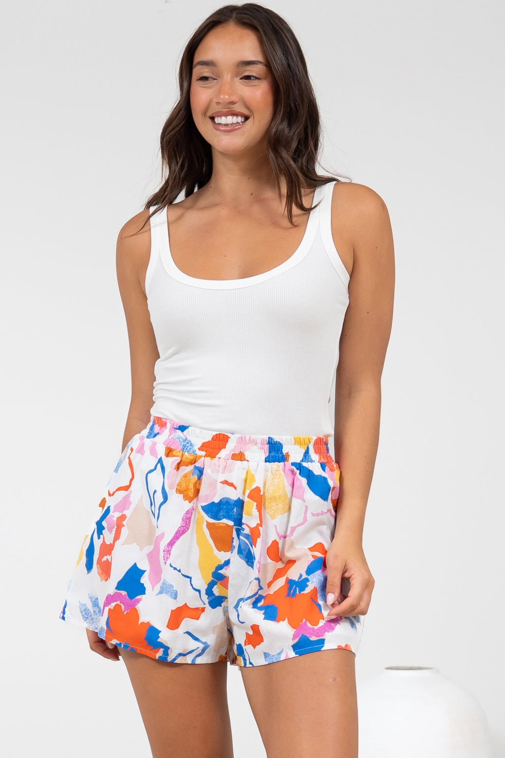 Remira Shorts - High Waisted Short with Elasticated Waistband in Isadora Print