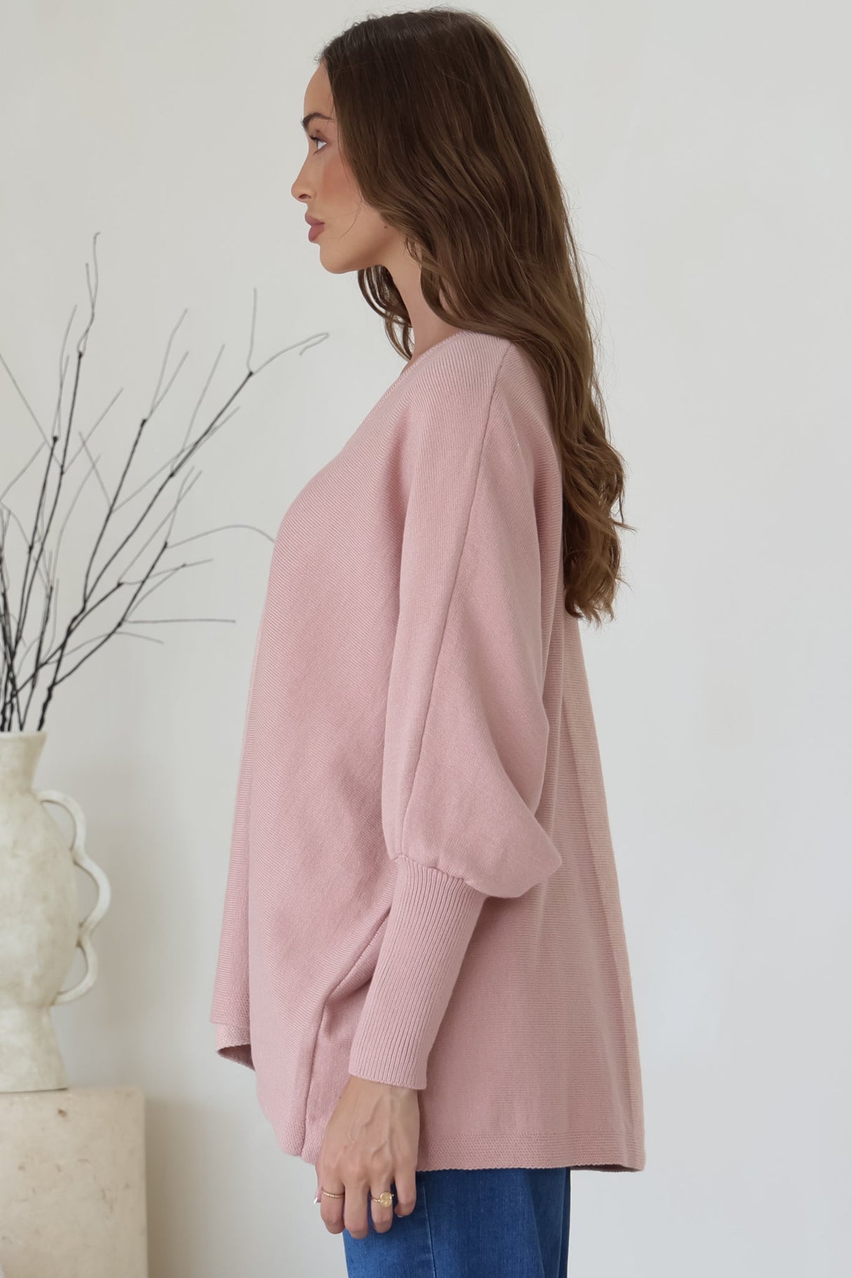 Riven Jumper - Two-Tone Colourblock Boxy Jumper in Pink