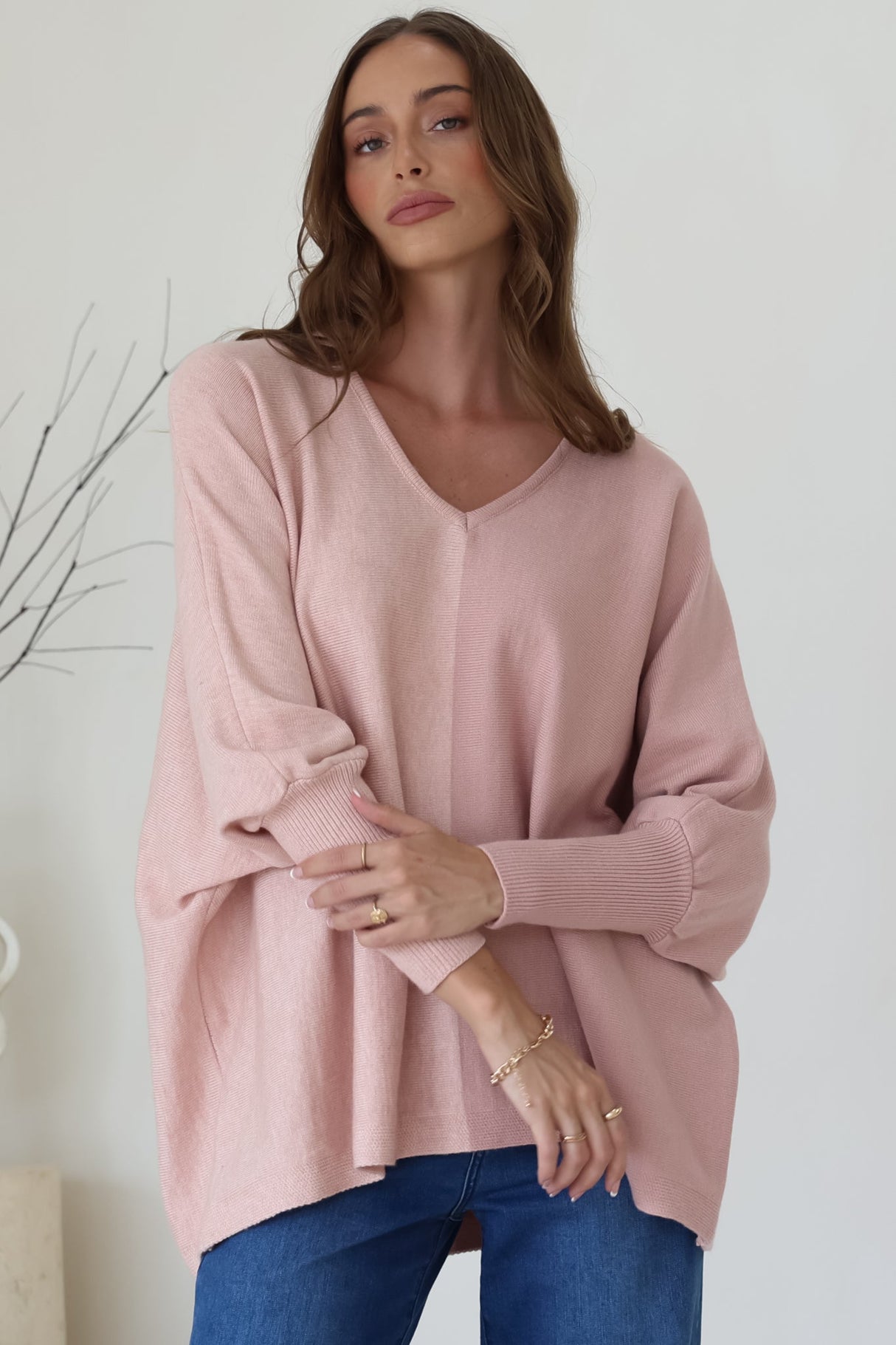 Riven Jumper - Two-Tone Colourblock Boxy Jumper in Pink