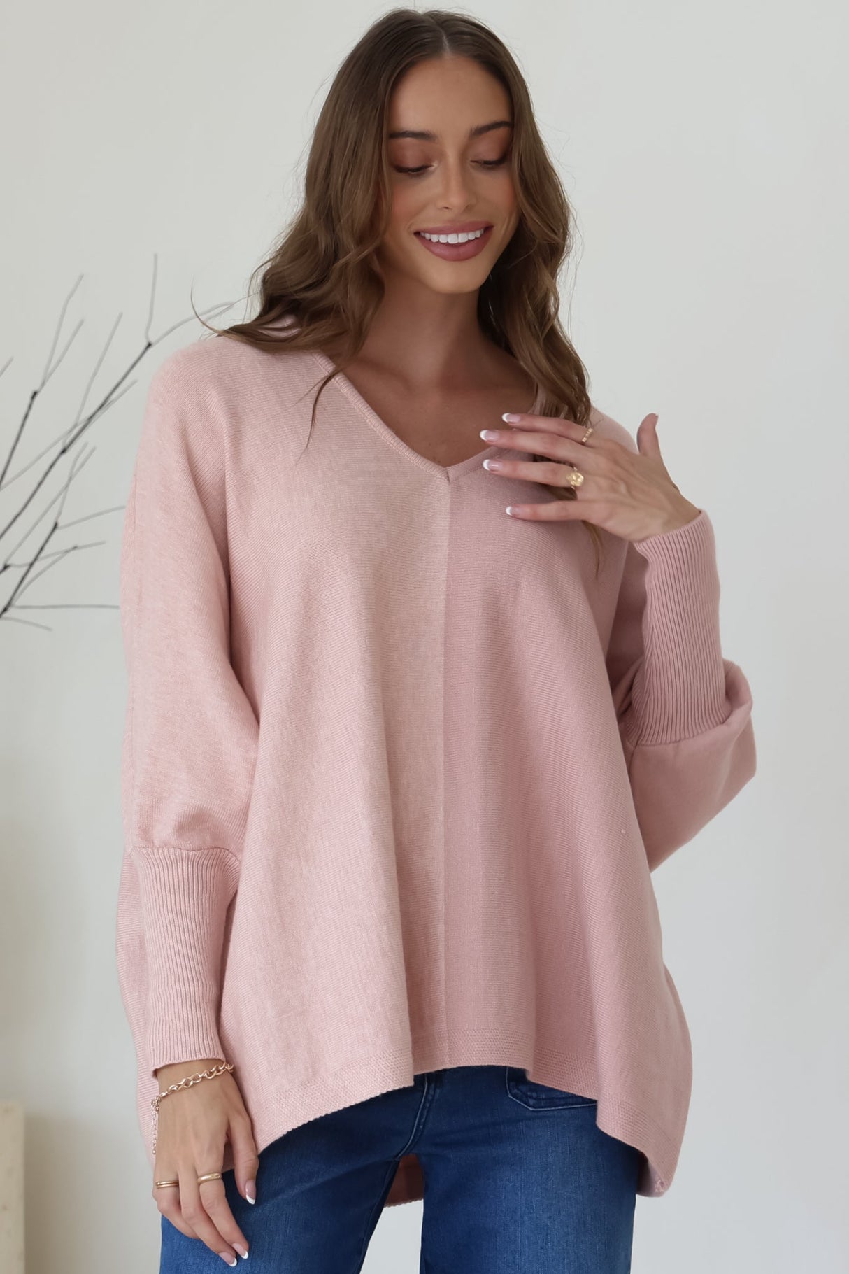 Riven Jumper - Two-Tone Colourblock Boxy Jumper in Pink