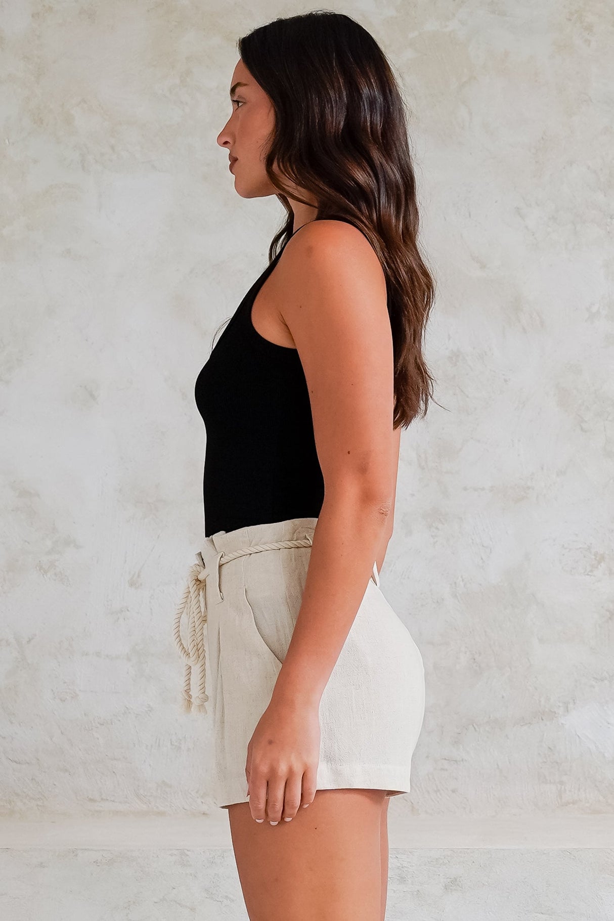 Sandy Shorts - High Waisted with Side Pockets in Oat
