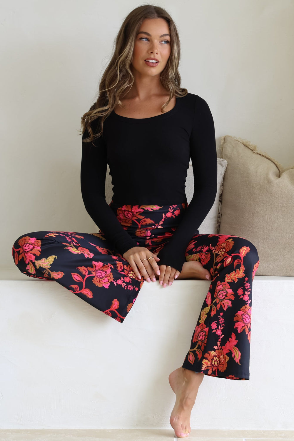 Scarlett Pants - High Waisted Flare Pants In Valerie Print