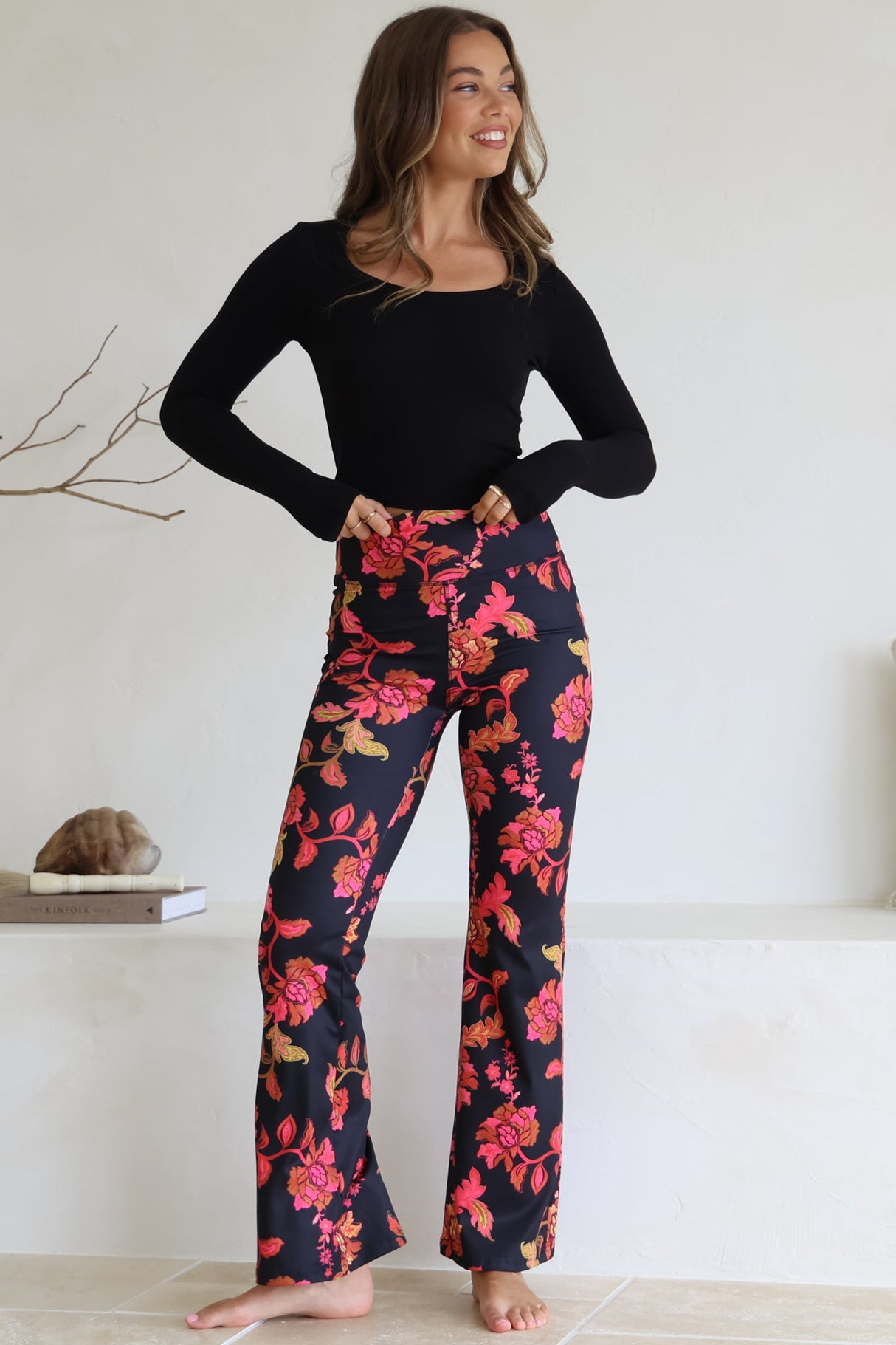 Scarlett Pants - High Waisted Flare Pants In Valerie Print