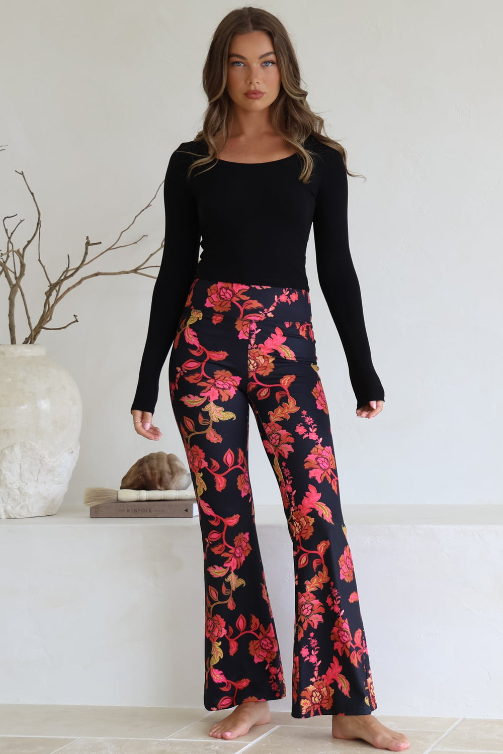 Scarlett Pants - High Waisted Flare Pants In Valerie Print