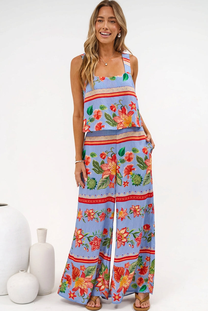 True Jumpsuit - Square Neckline Overall Jumpsuit in Leonora Print
