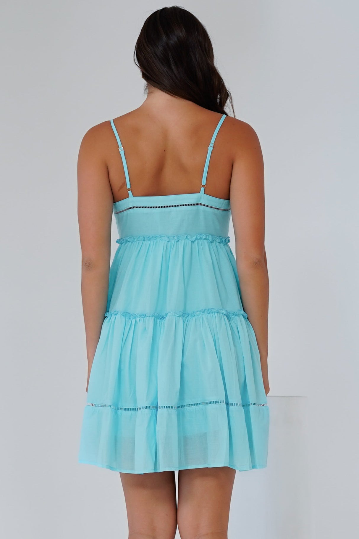 Sitara Mini Dress - V-Neck Tiered Sun Dress in Aqua