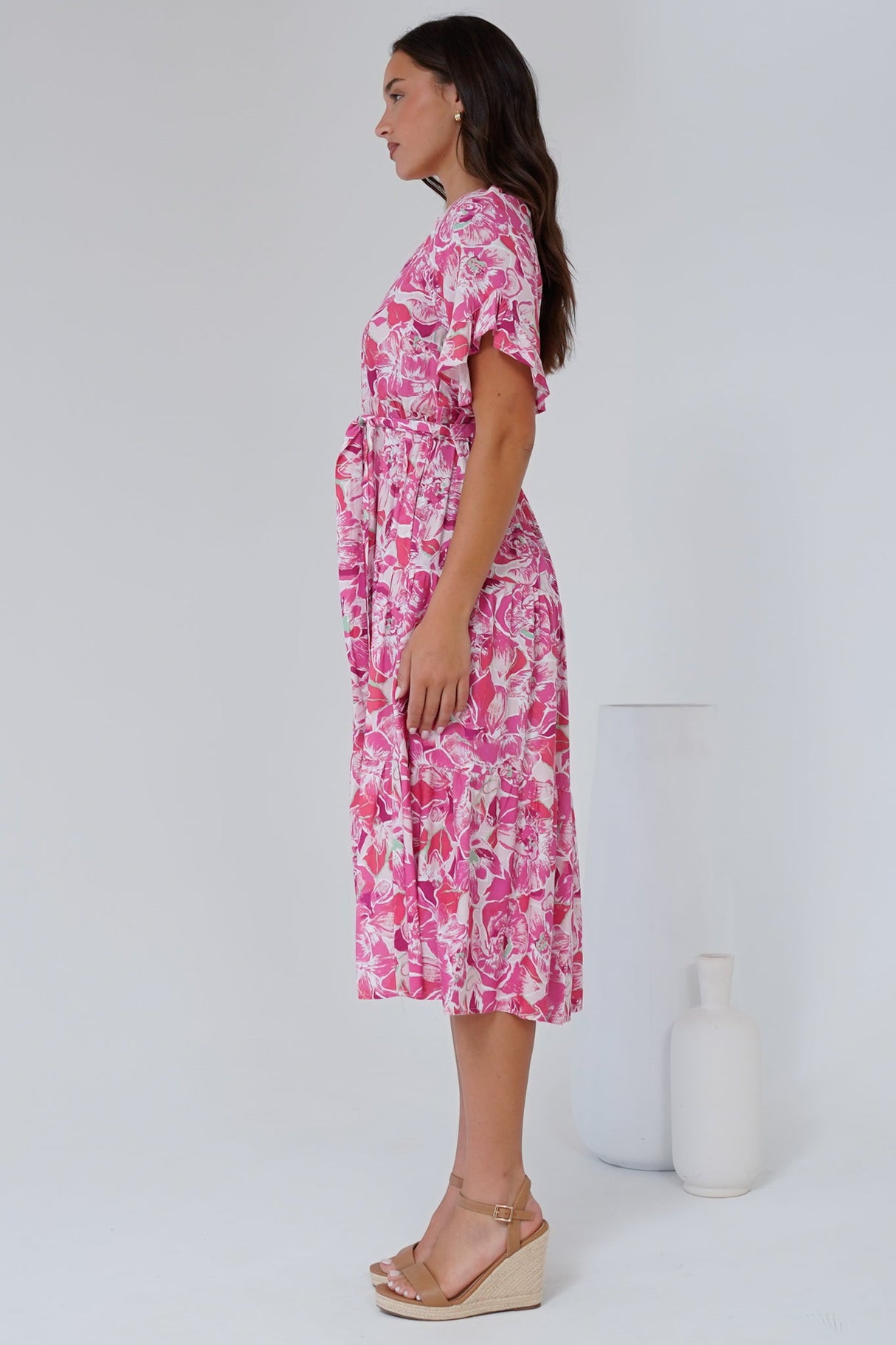 Tacoma Midi Dress - V Neck Midi Dress in Suni Print