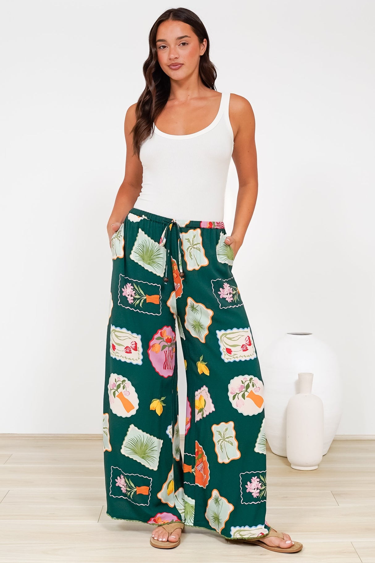 Tarin Pants - High Waisted Wide Leg Pants in Elora Print