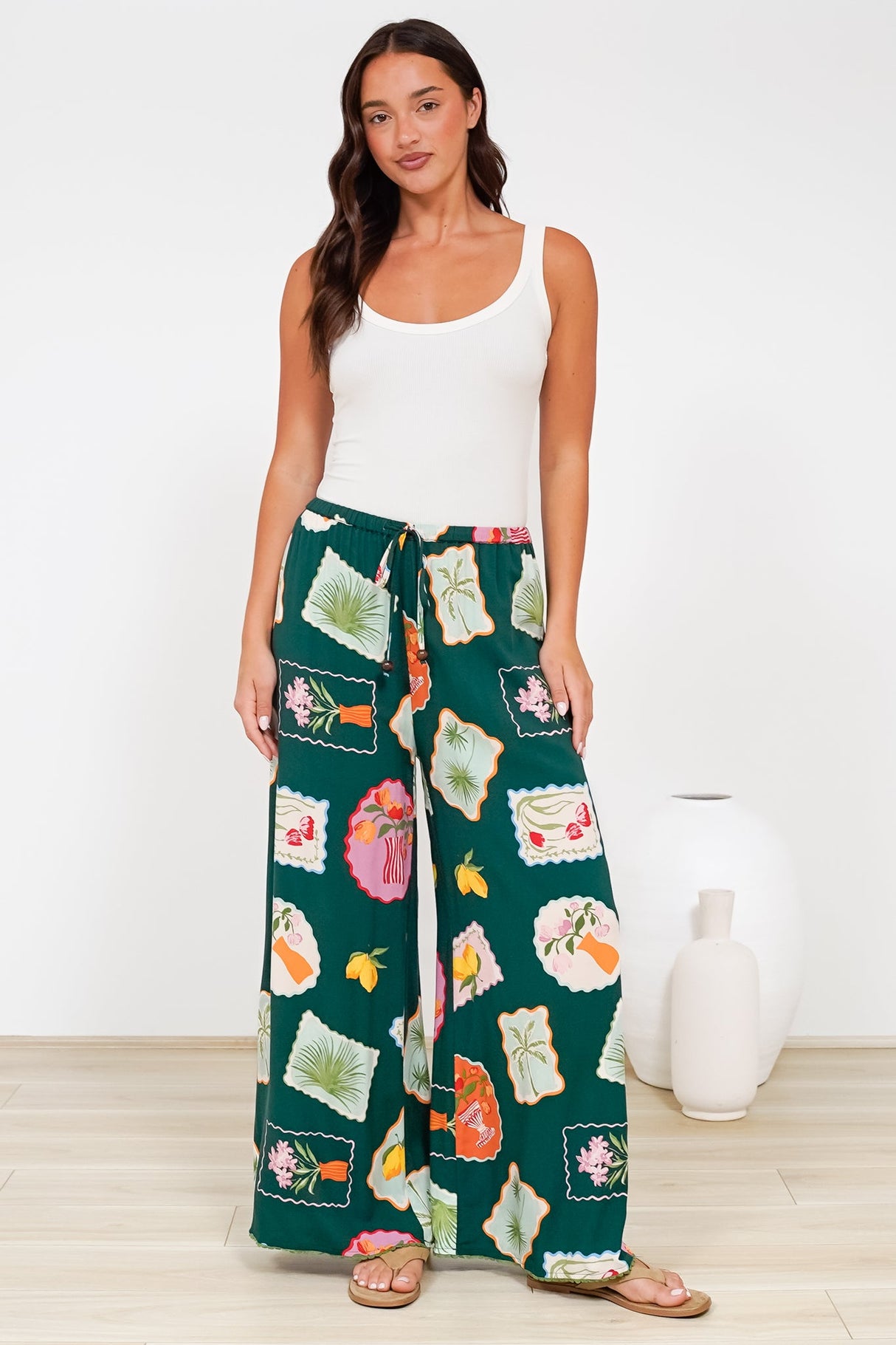 Tarin Pants - High Waisted Wide Leg Pants in Elora Print