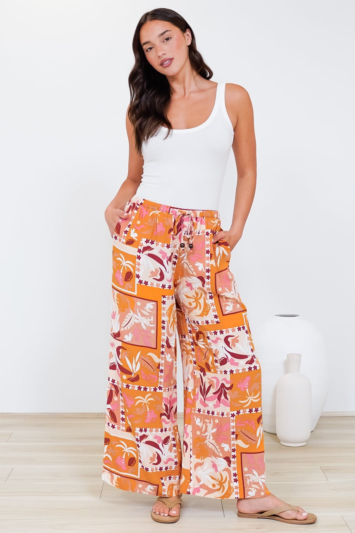 Tarin Pants - High Waisted Wide Leg Pants in Milla Muse Print