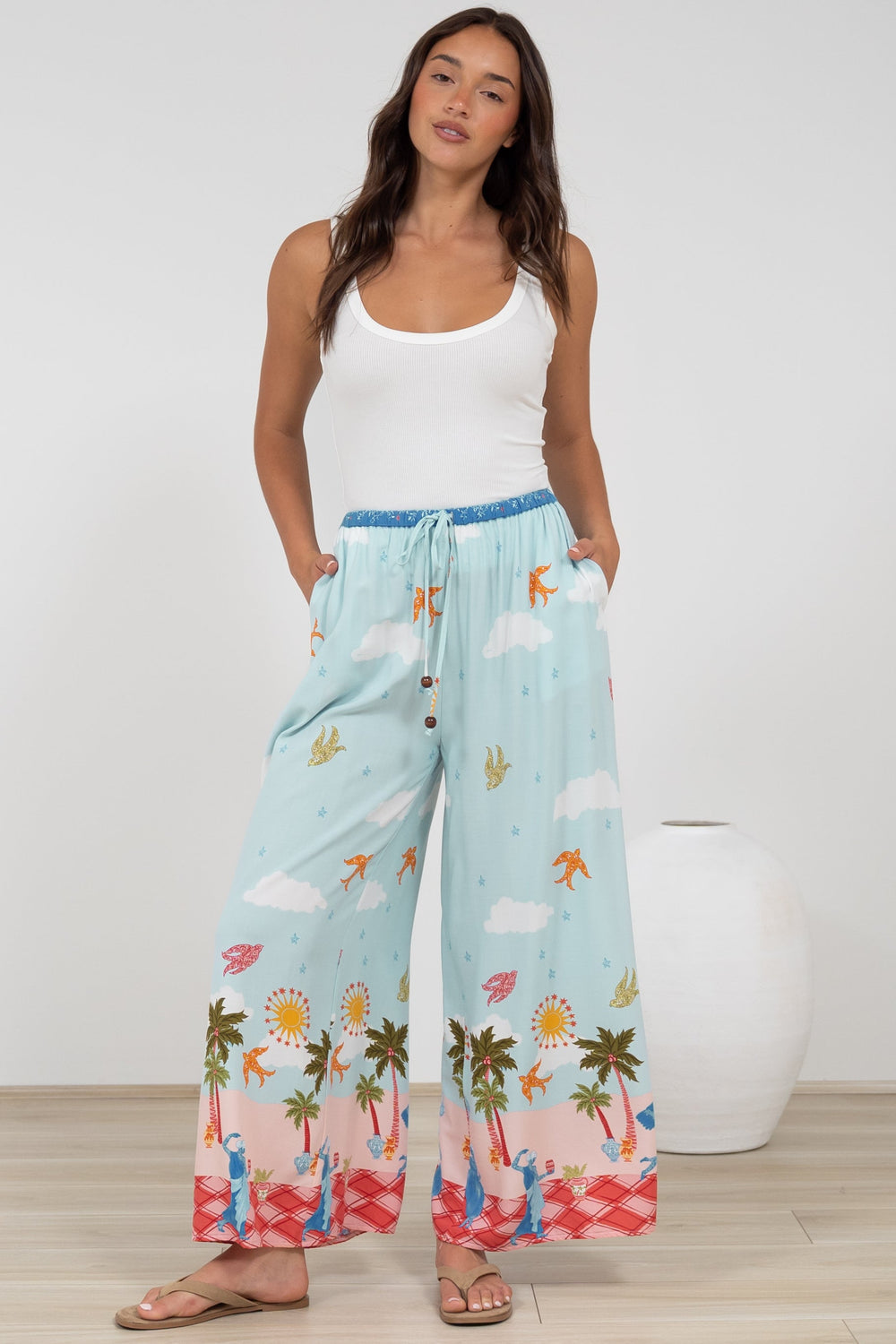 Tarin Pants - High Waisted Wide Leg Pants in Staria Print