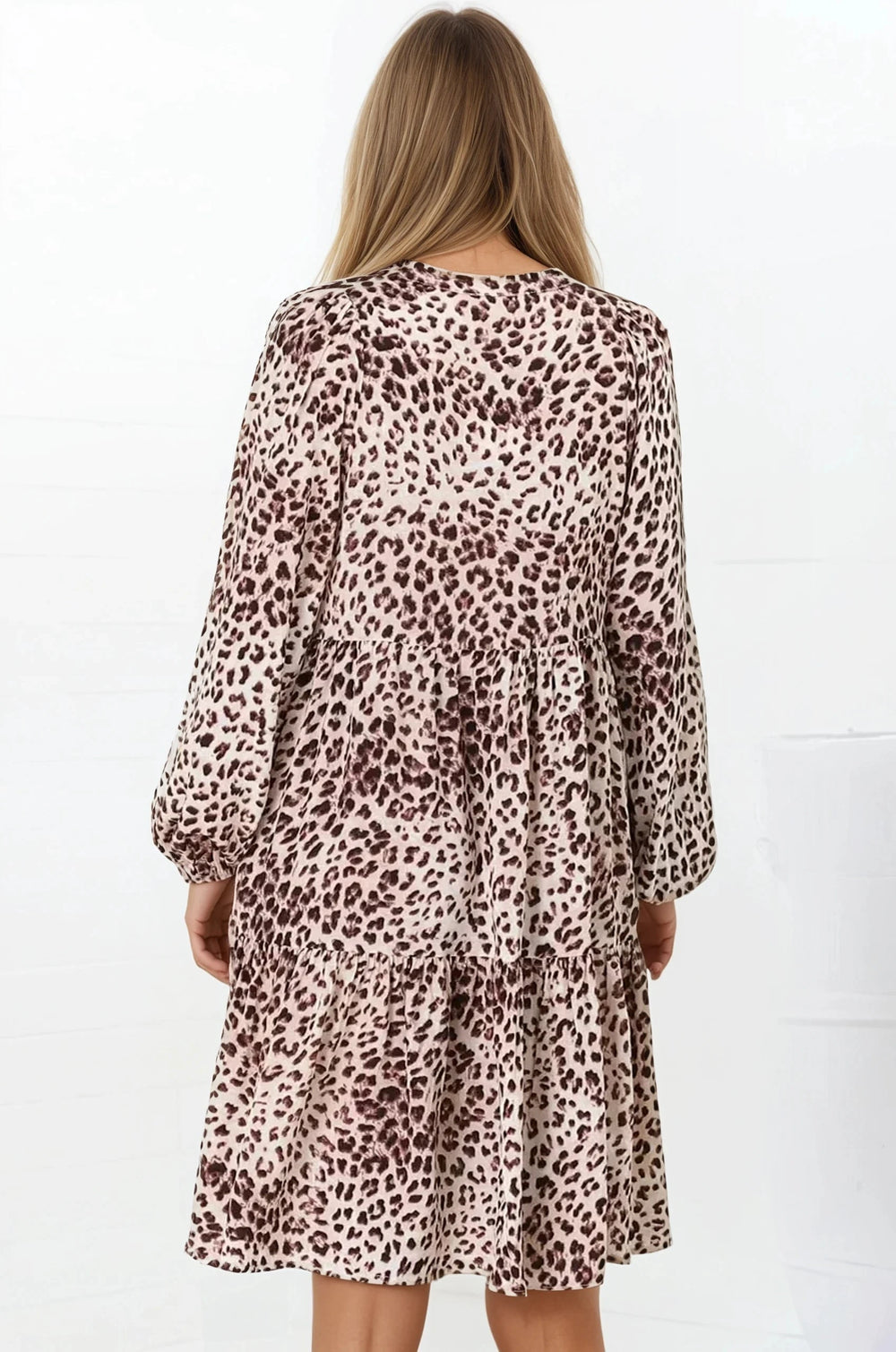 Taylor Mini Dress - Mandarin Collar Balloon Sleeve Smock Dress in Tatum Print