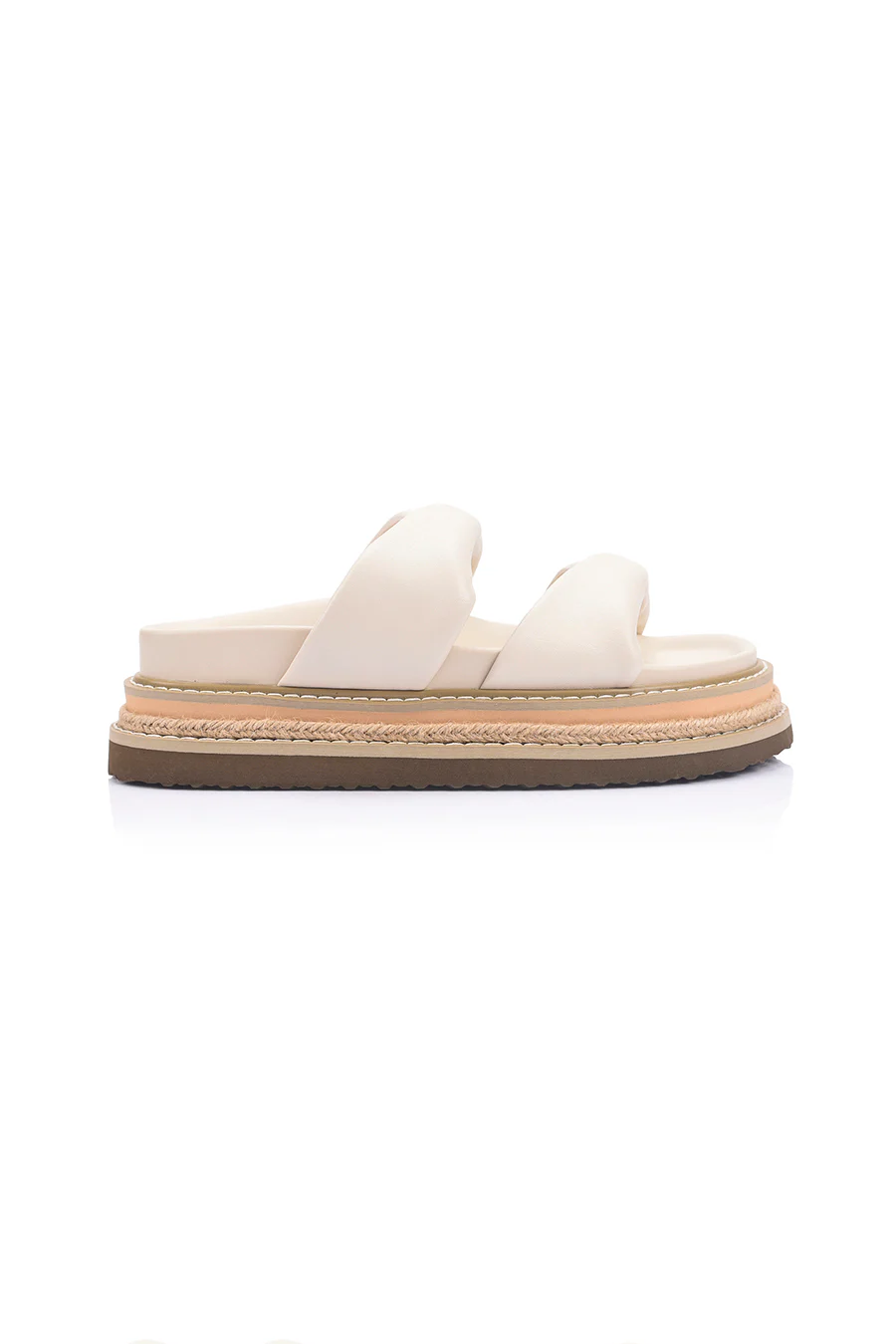 Teagan Flatform Slides in Bone White