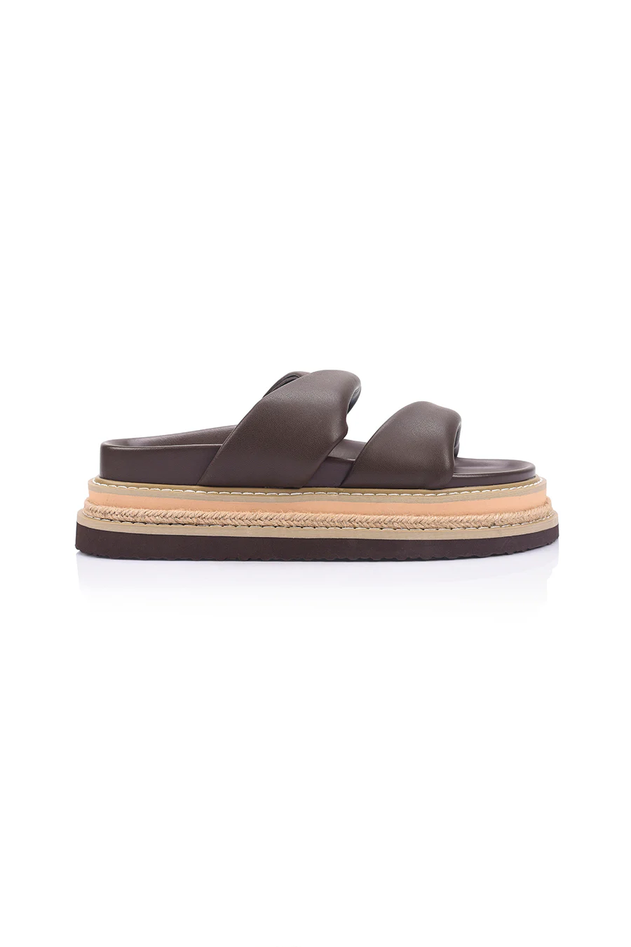 Teagan Flatform Slides in Chocolate Brown