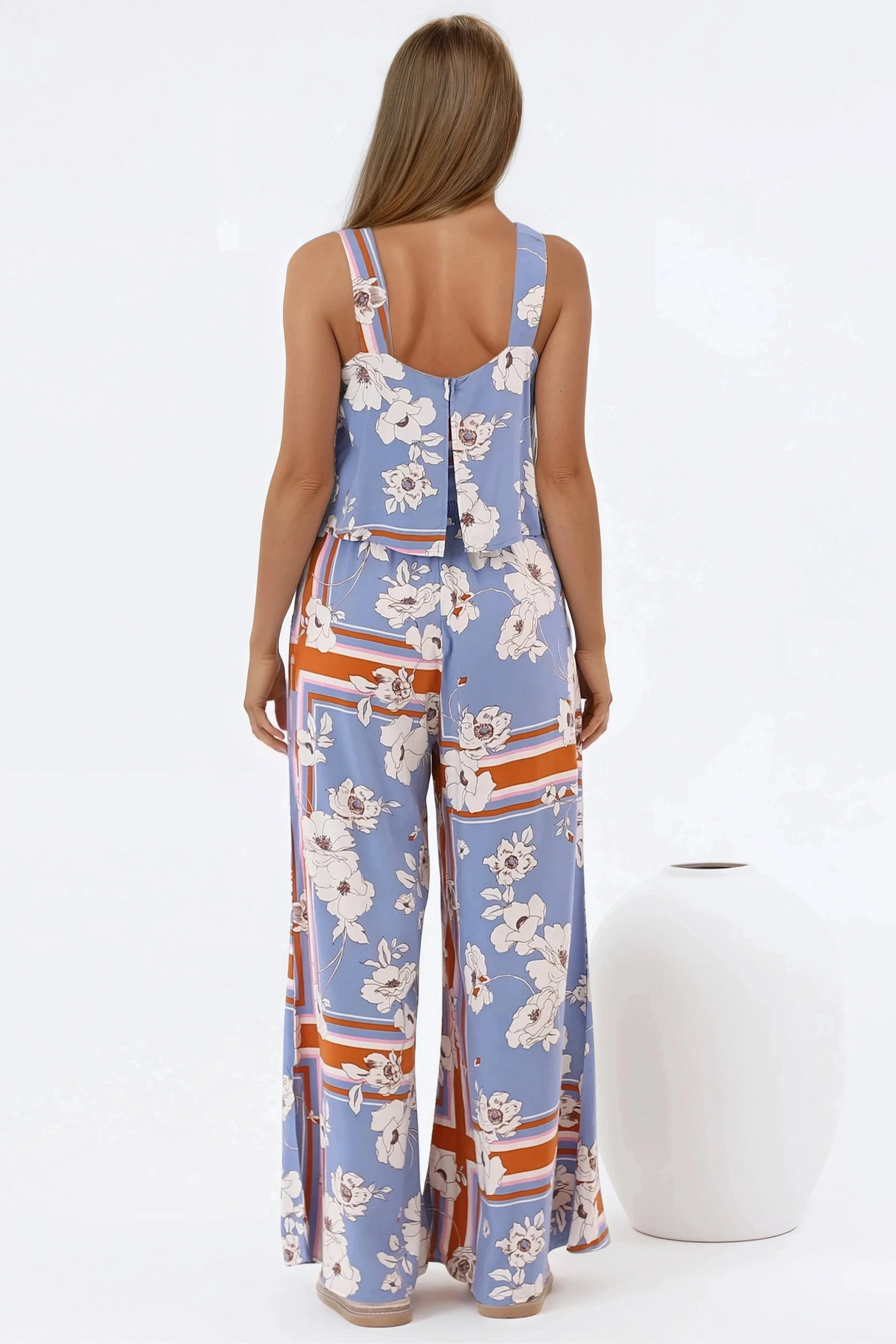 True Jumpsuit - Square Neckline Overall Jumpsuit in Trinity Print