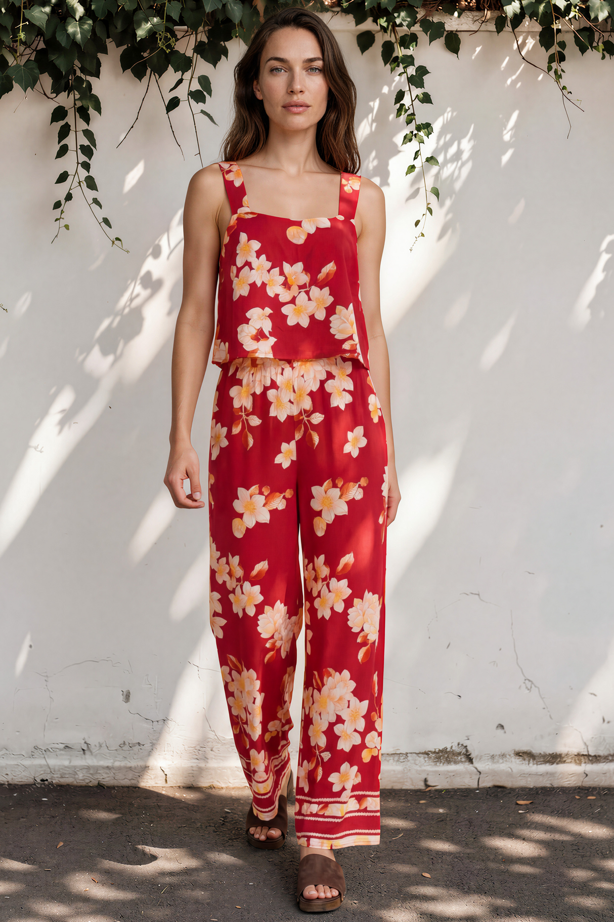 Model wearing True Jumpsuit in Varenna Print from Salty Crush
