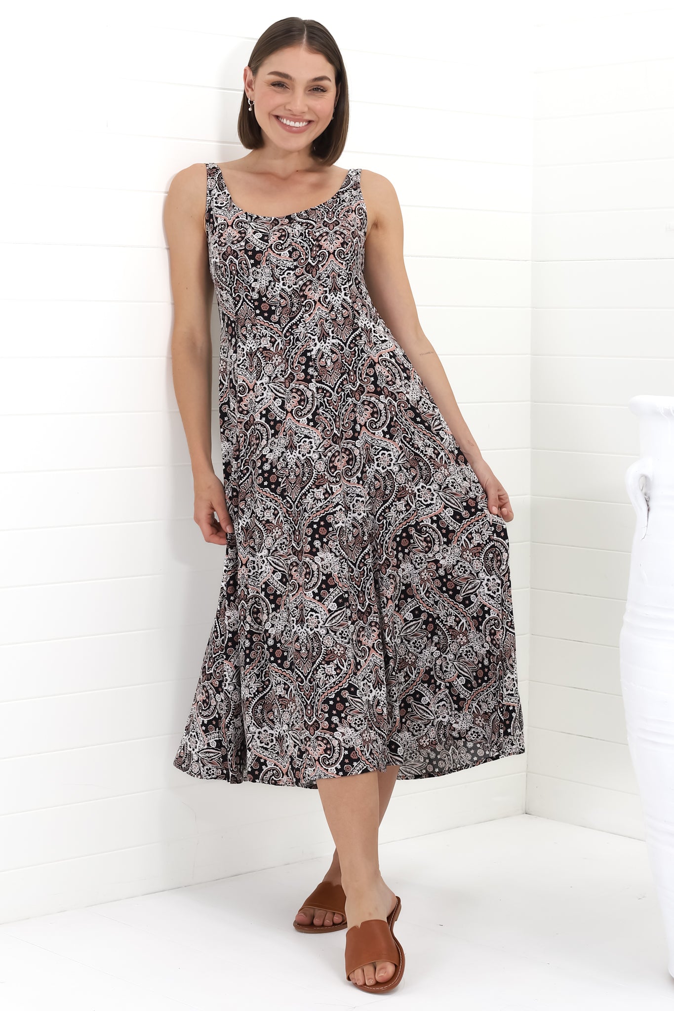 Shop Dresses Truely Midi Dress Scala Print Black