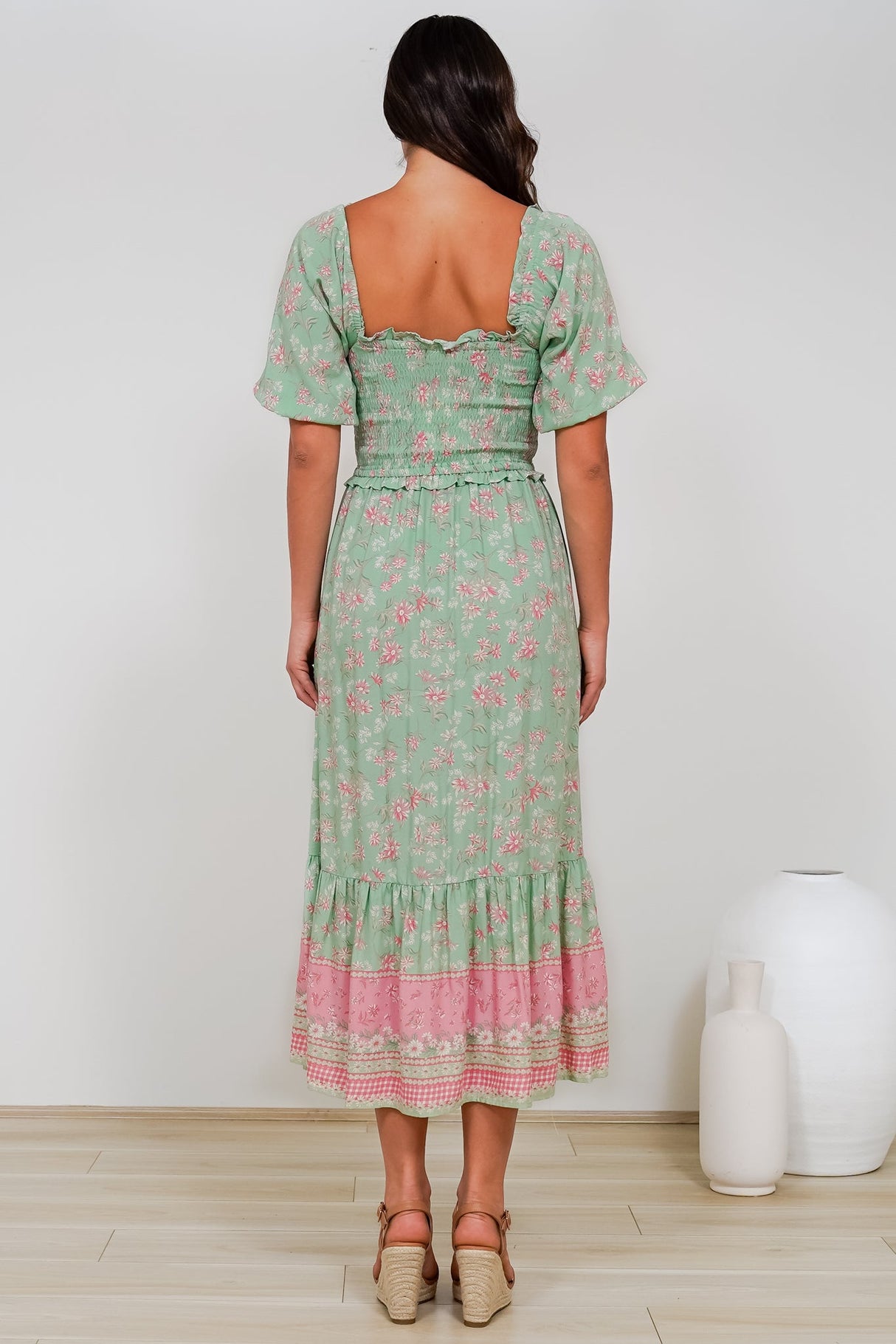 Wellington Midi Dress - On or Off Shoulder A-Line Dress in Roxia Print