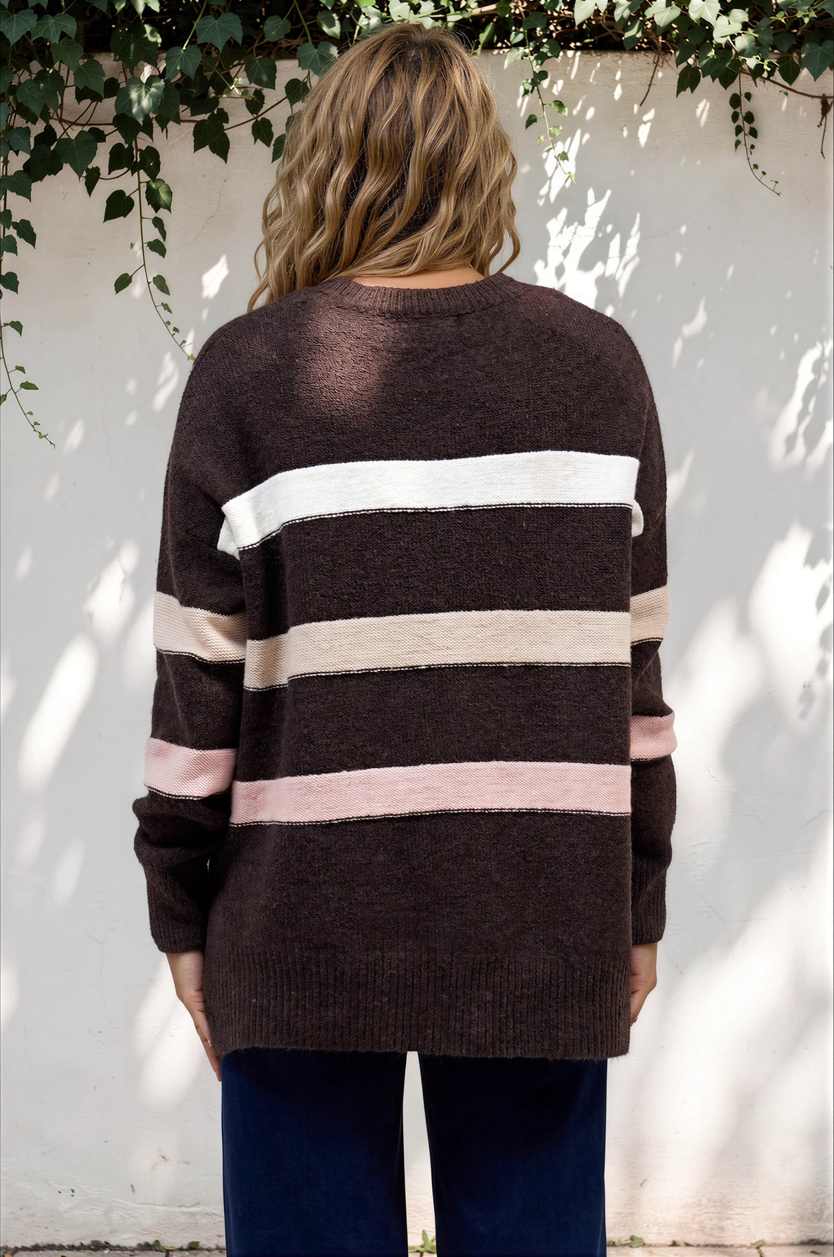 Model wearing Wendi Jumper in Chocolate from Salty Crush