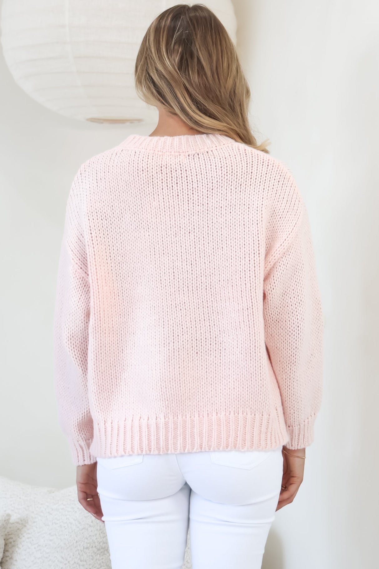 Wildflower Jumper - Chunky Knit Jumper with Flower Decals in Pink