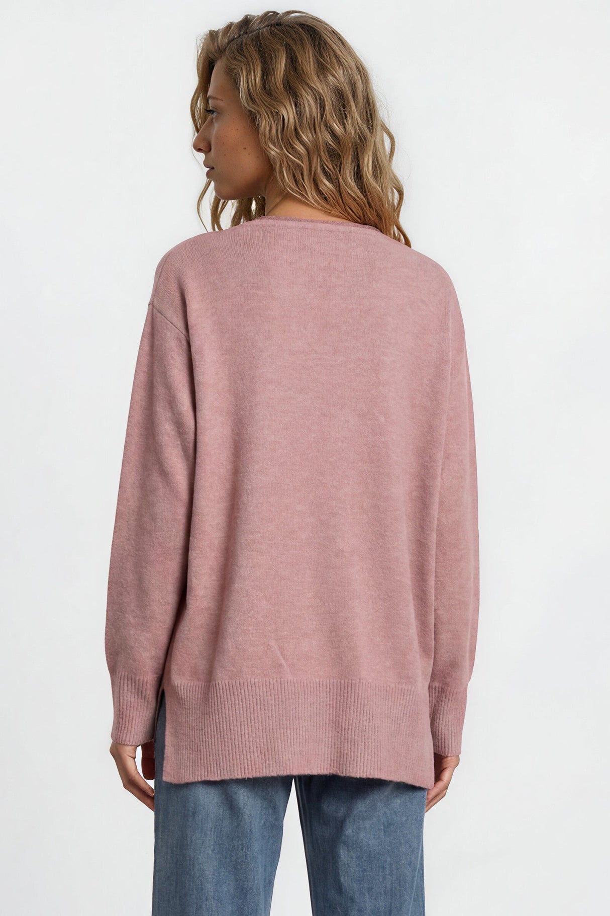 Model wearing Willow Jumper in Pink from Salty Crush