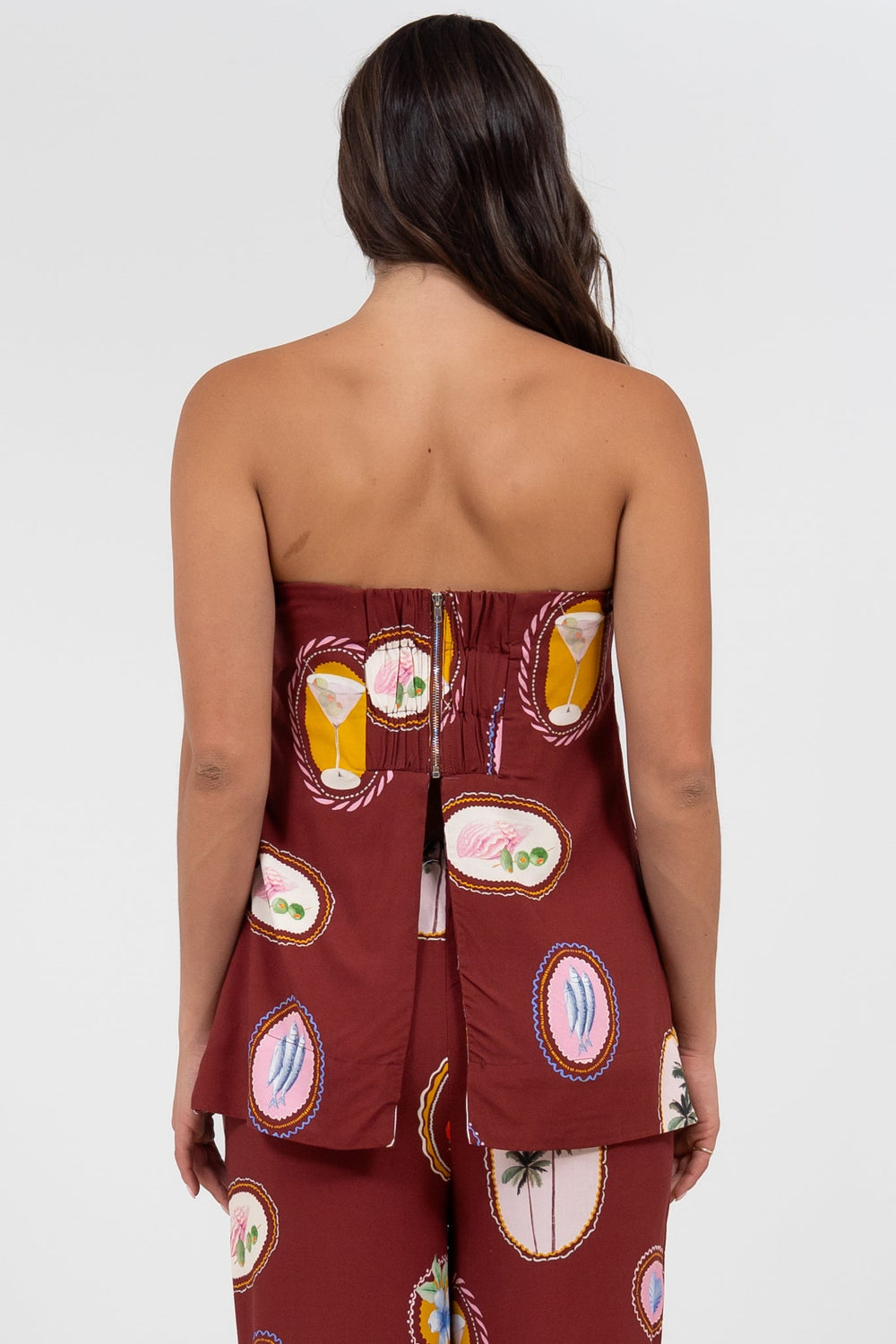 Yonder Top - Strapless or Spahetti Strap Open Back Top in Tamrin Print