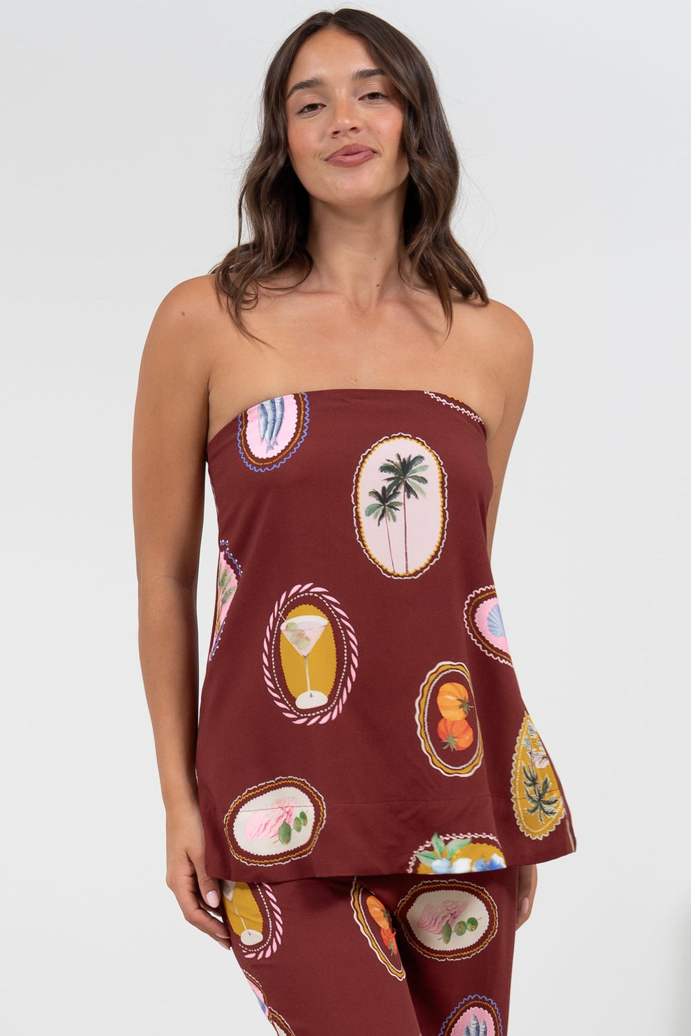 Yonder Top - Strapless or Spahetti Strap Open Back Top in Tamrin Print