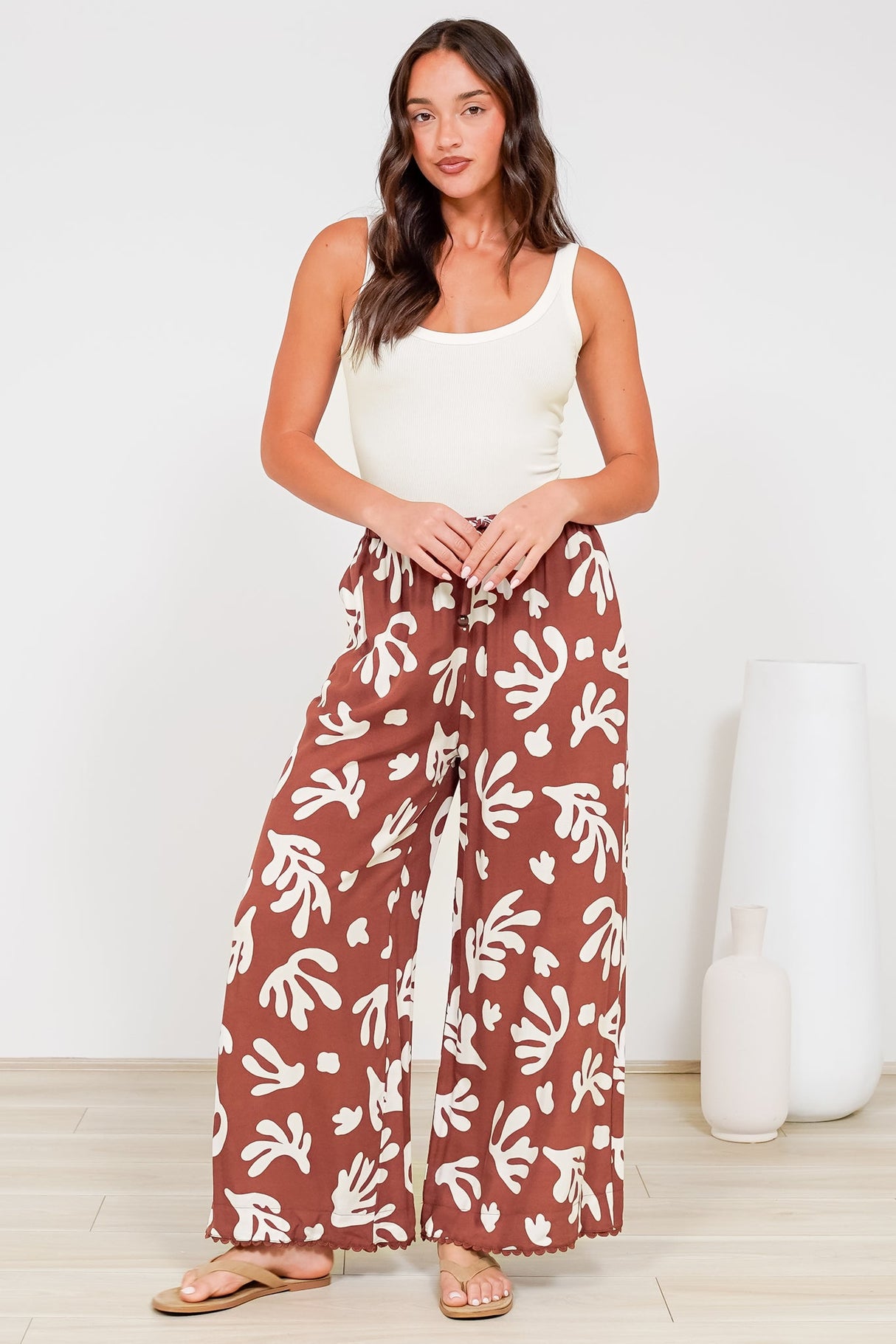 Zeolla Pants - High Waisted Wide Leg Pants in Corelia Print
