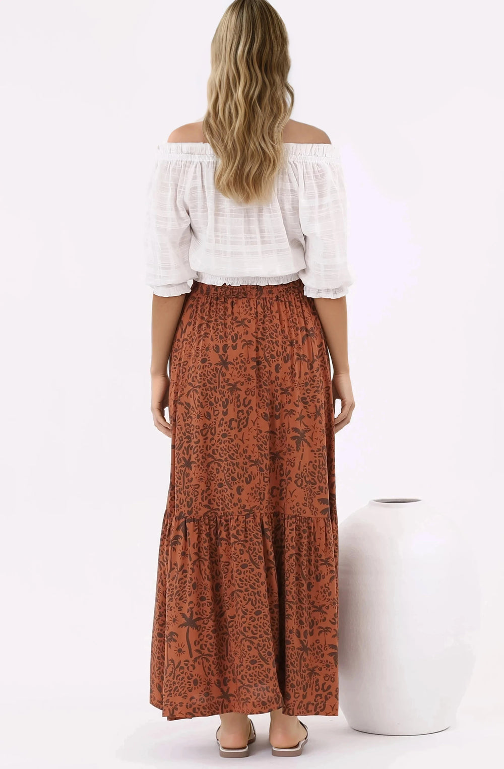 Zia Maxi Skirt - High Waisted Skirt with Front Splits in Ayana Print