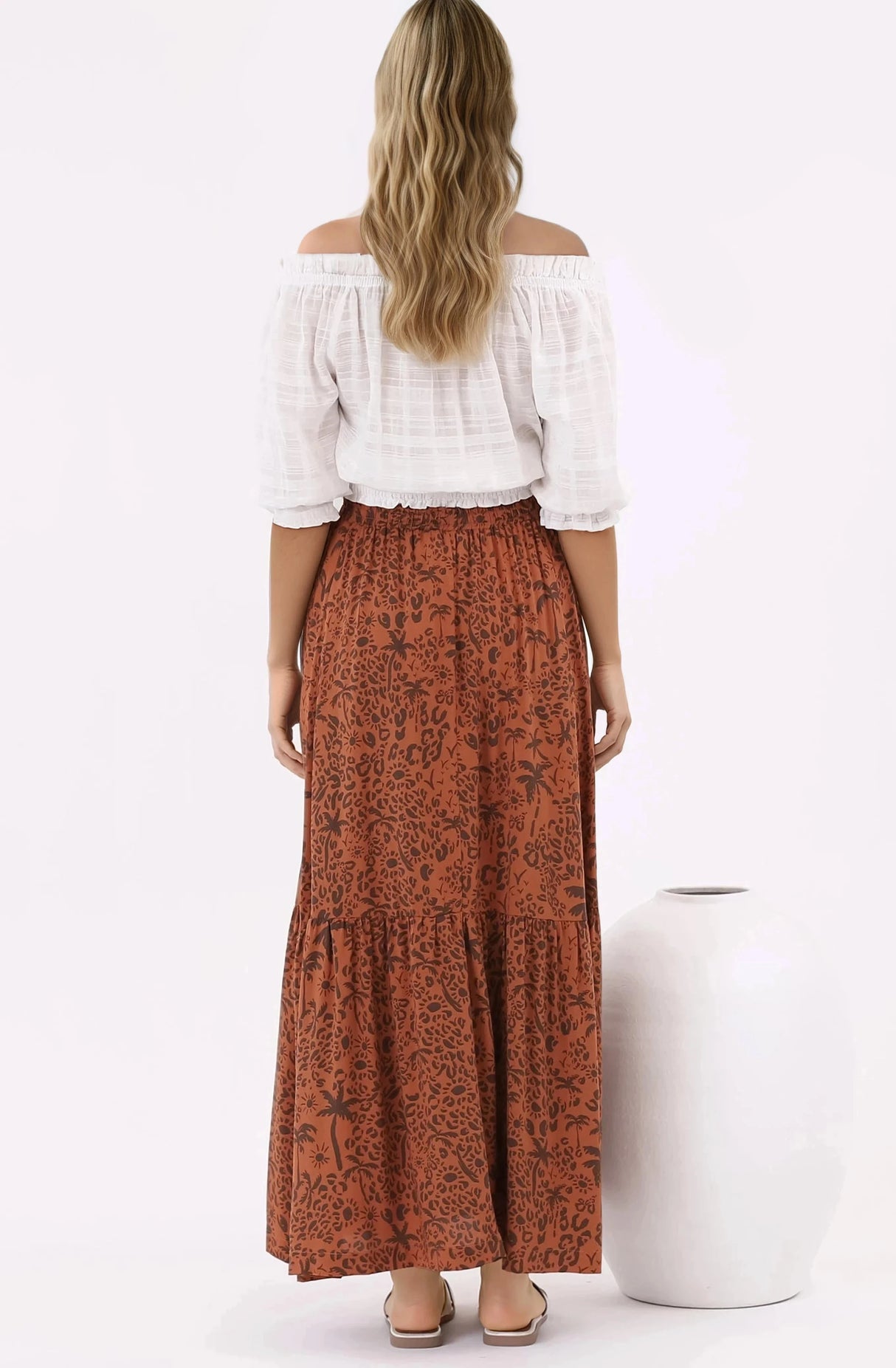 Zia Maxi Skirt - High Waisted Skirt with Front Splits in Ayana Print