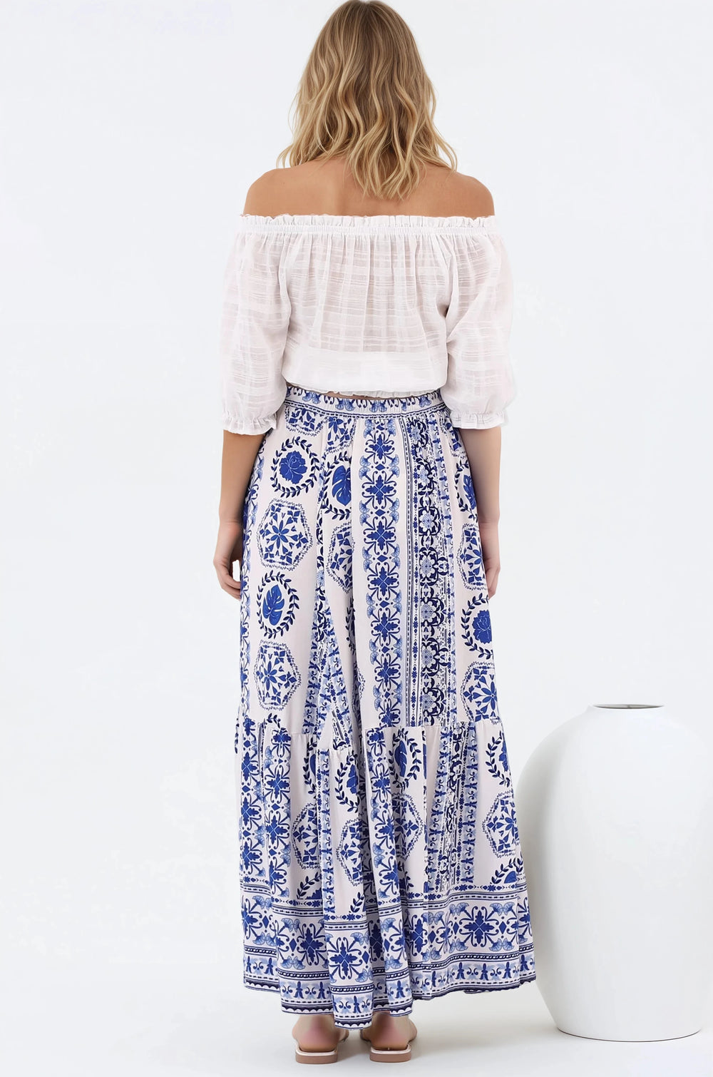 Zia Maxi Skirt - High Waisted Skirt with Front Splits in Kahula Print