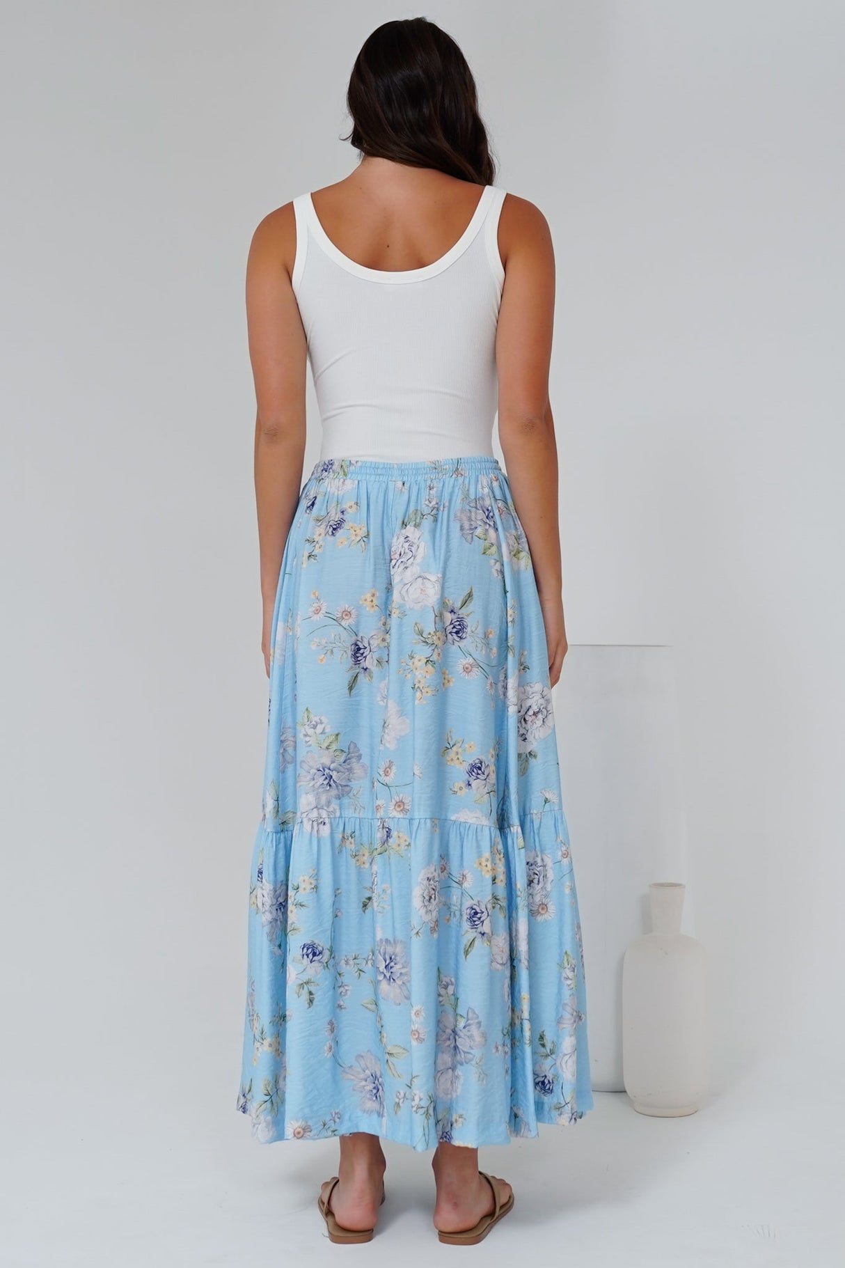 Zia Maxi Skirt - High Waisted Skirt with Tassel Waist Tie and Front Splits in Miranda Print