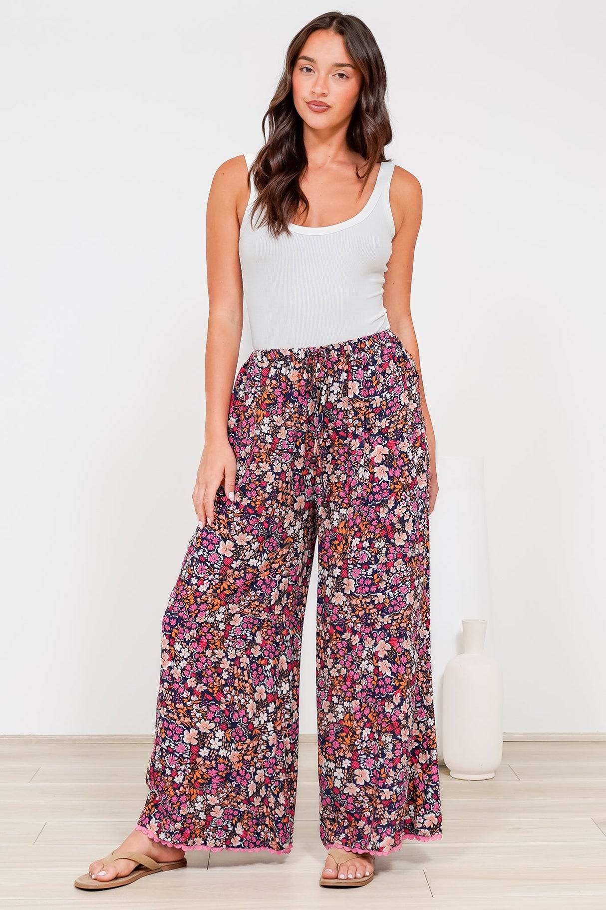 Zeolla Pants - High Waisted Wide Leg Pants in Zara Fields Print