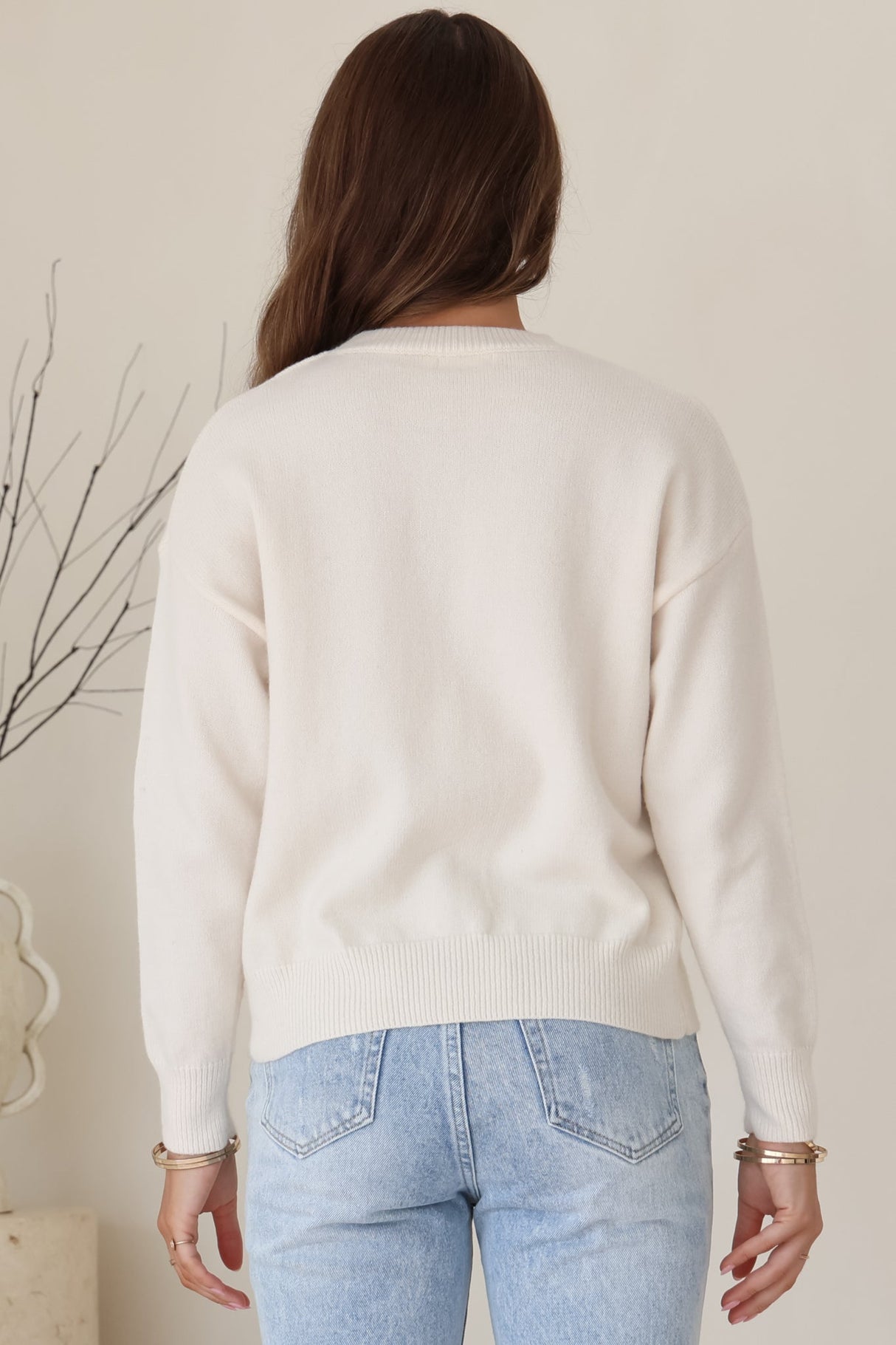 Zyon Jumper - Crew Neck Wild and Free Graphic Jumper in Cream