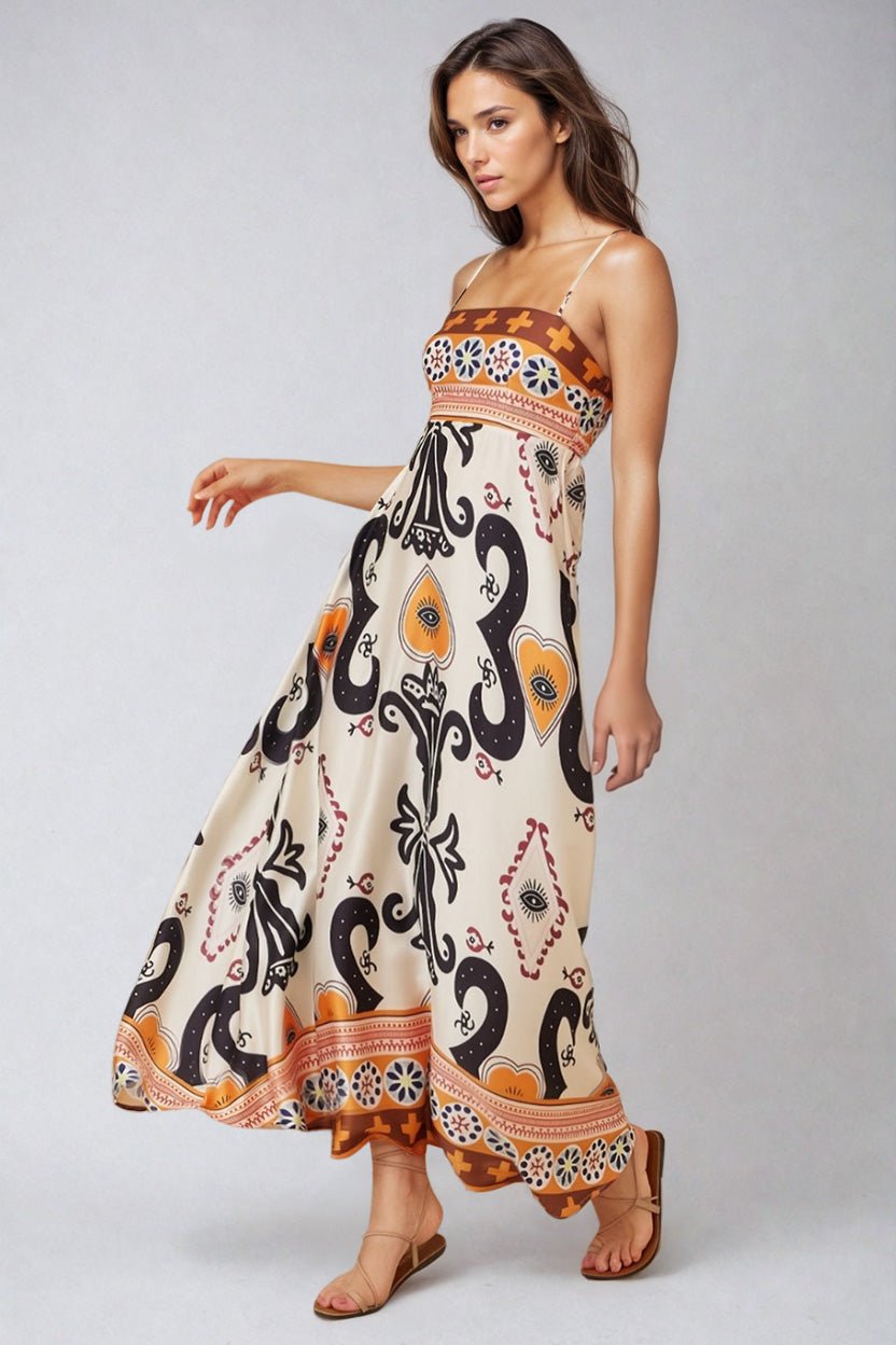 Bonita Maxi Dress - Spaghetti Strap Sun Dress in Belrae Print