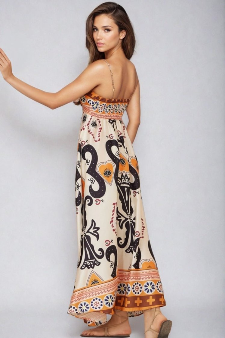 Bonita Maxi Dress: Spaghetti Strap Sun Dress in Belrae Print