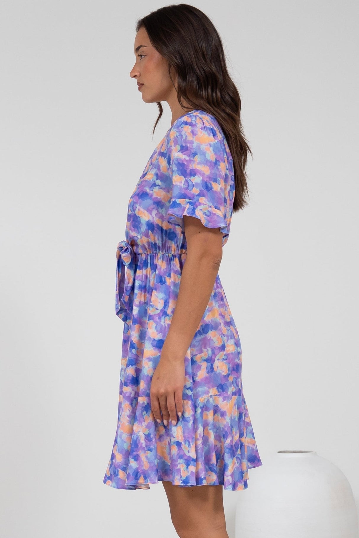 Handel Mini Dress in Confetti Print Purple