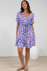 Handel Mini Dress in Confetti Print Purple