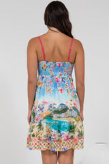 Essie Mini Dress - Sun Dress With Shirred Back In Della Print