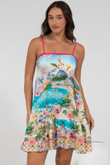 Essie Mini Dress - Sun Dress With Shirred Back In Della Print