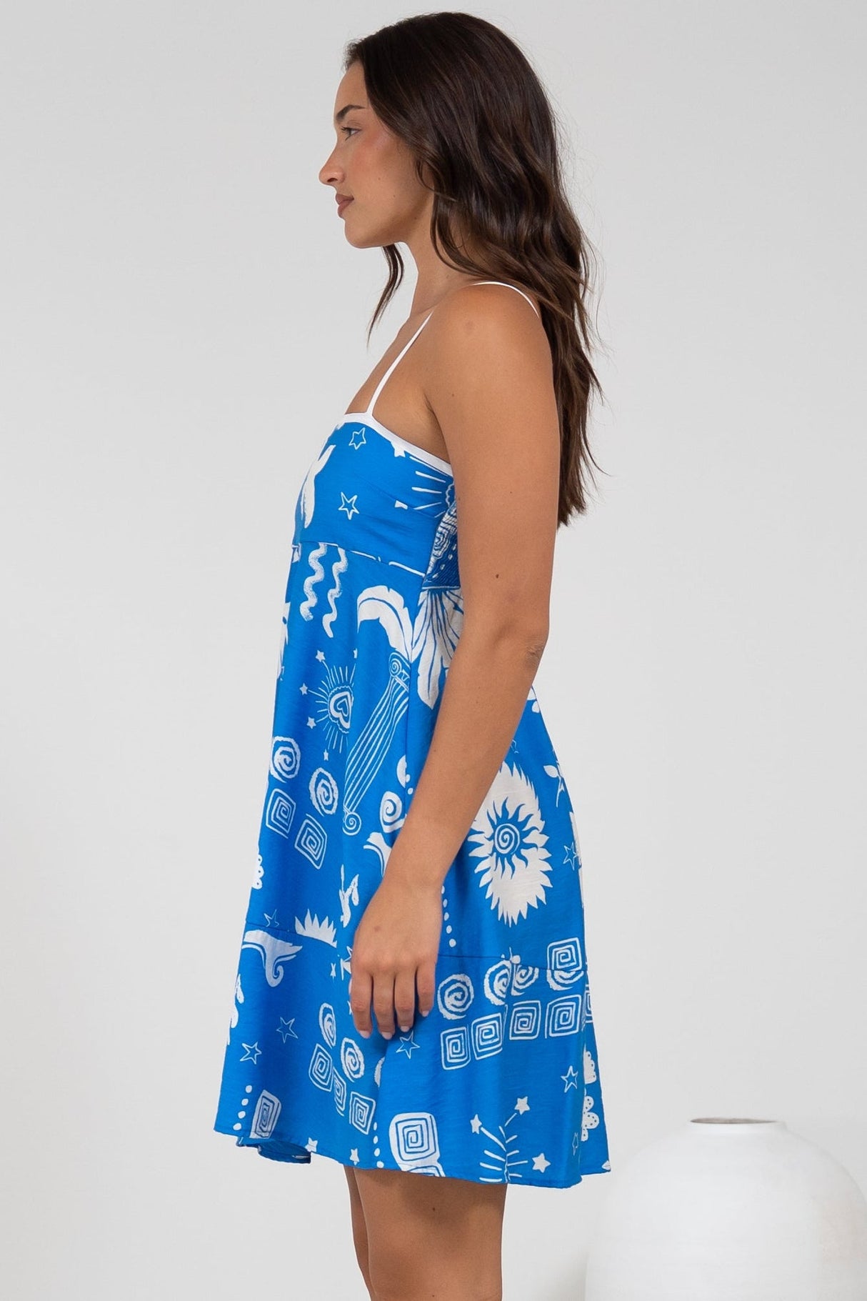 Essie Mini Dress - Sun Dress With Shirred Back In Aurie Print