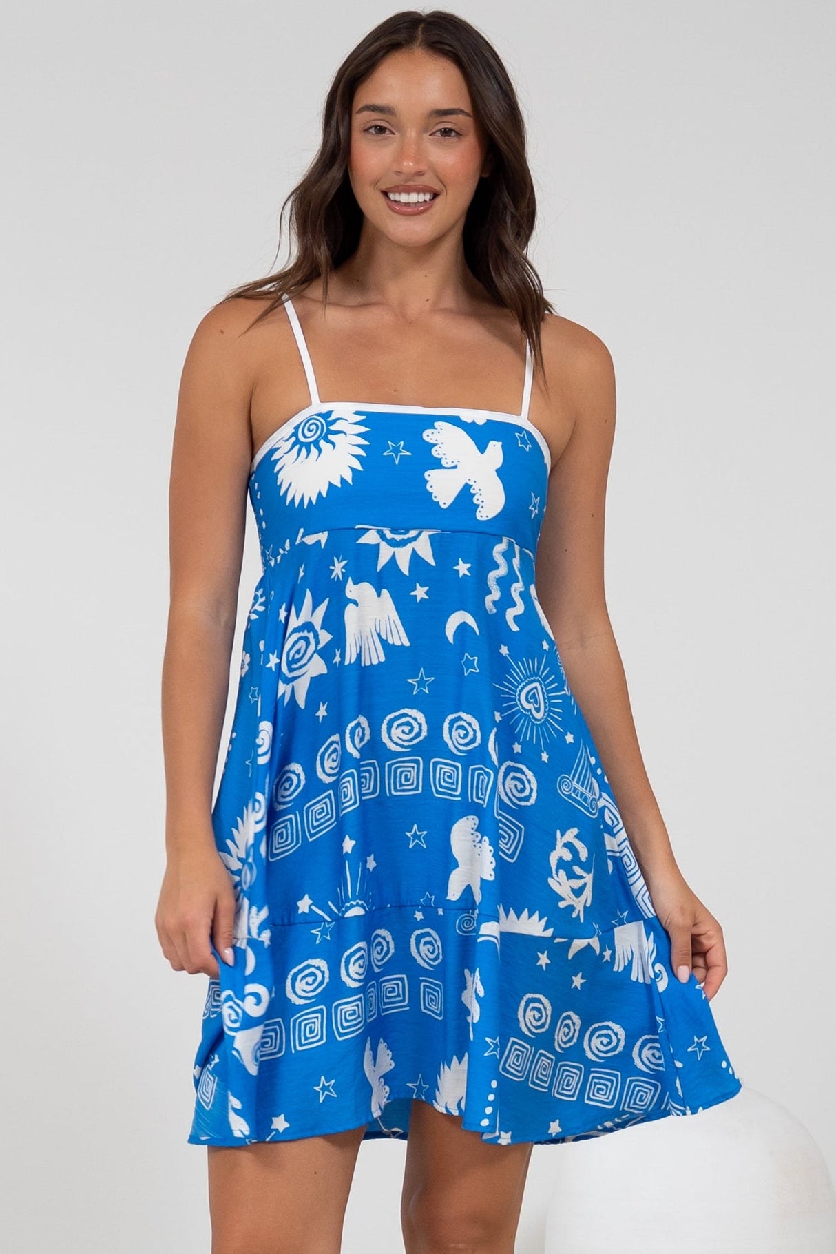 Essie Mini Dress - Sun Dress With Shirred Back In Aurie Print