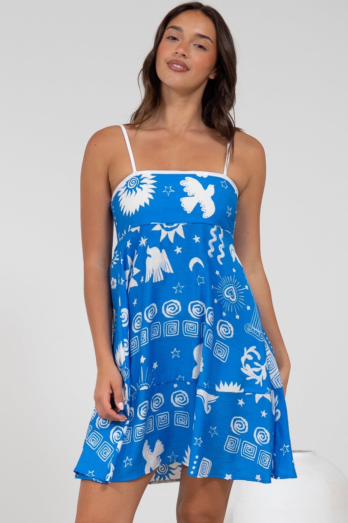 Essie Mini Dress - Sun Dress With Shirred Back In Aurie Print