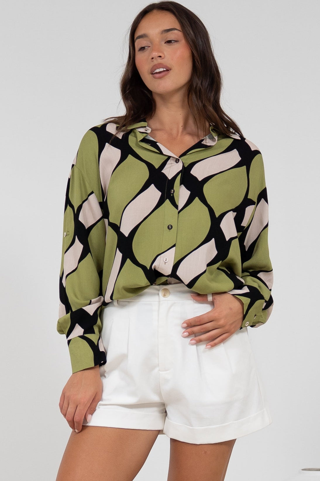 Zev Shirt - Oversized Button Down Shirt in Kennedy Print