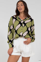 Zev Shirt - Oversized Button Down Shirt in Kennedy Print