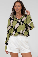 Zev Shirt - Oversized Button Down Shirt in Kennedy Print