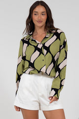 Zev Shirt - Oversized Button Down Shirt in Kennedy Print