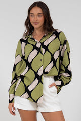 Zev Shirt - Oversized Button Down Shirt in Kennedy Print